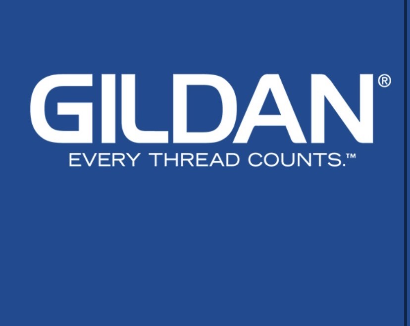 gildan every thread counts logo on a blue background